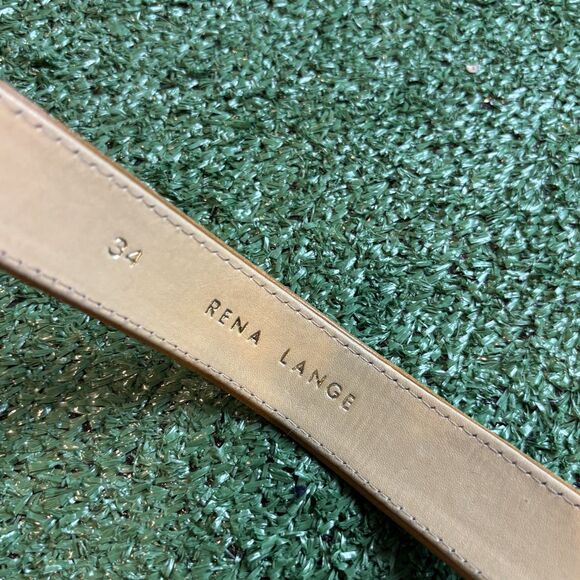 Rena Lange Beige and Black Leather Vintage Logo Belt Size XS / S Made In Italy main image 4